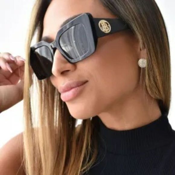 Burberry BE4344 Daisy 300187 Sunglasses Black Gray Square Women - Picture 4 of 11